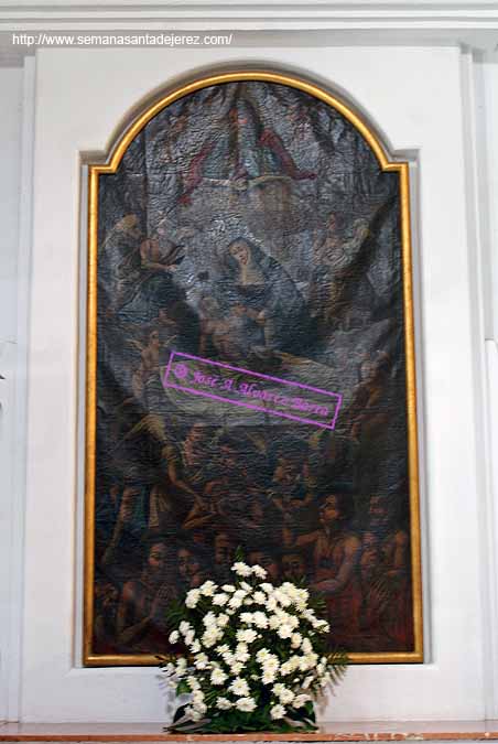 Cuadro de Nuestra Señora de las Angustias (A la entrada a la izquierda de la Nave Principal de la Capilla de Nuestra Señora de las Angustias)