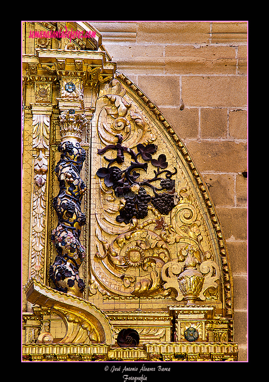 Detalle del ático del Retablo de la Inmaculada del Voto, hoy de San Juan Grande (Santa Iglesia Catedral)