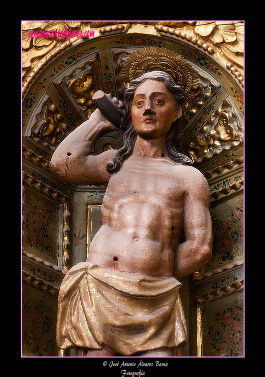 San Sebastián, uno de los patronos del Cabildo Colegial (Retablo de la Inmaculada del Voto, hoy de San Juan Grande - Santa Iglesia Catedral)