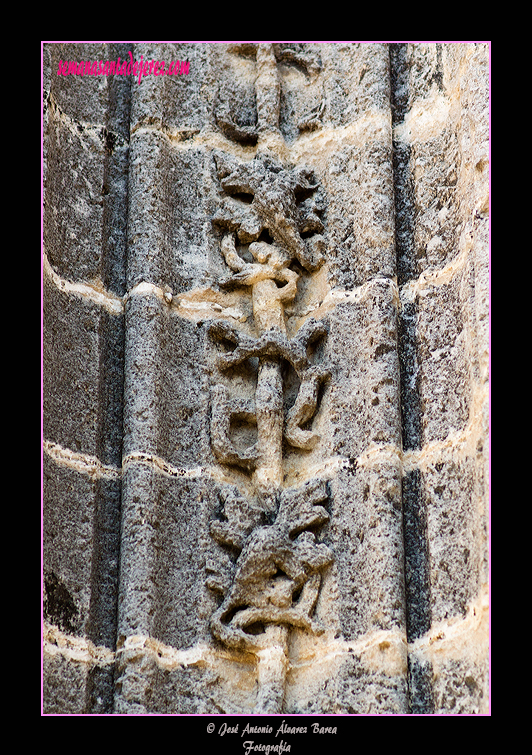 Decoración vegetal en el arco de la portada principal de la Iglesia Parroquial de San Mateo