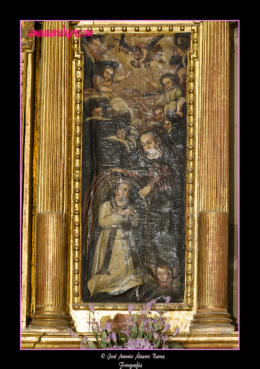 Pintura de La Imposición de la casulla a San Ildefonso, Obispo de Toledo (Retablo de San Sebastian - Iglesia de San Mateo)