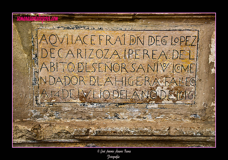 Sepulcro del Comendador de Higuera, don Diego López de Carrizosa y Perea, en la Sacristía (Iglesia de San Juan de los Caballeros)