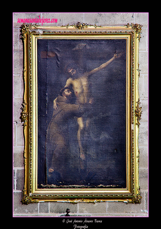 Pintura de San Francisco abrazando a Cristo (Capilla de la Virgen del Socorro - Iglesia de San Miguel)