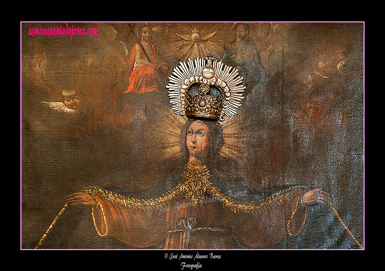 Detalle de la pintura de la Virgen de los Desamparados (Altar Mayor de la Capilla de los Desamparados)