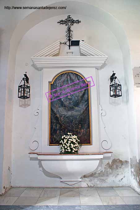 Cuadro de Nuestra Señora de las Angustias (A la entrada a la izquierda de la Nave Principal de la Capilla de Nuestra Señora de las Angustias)