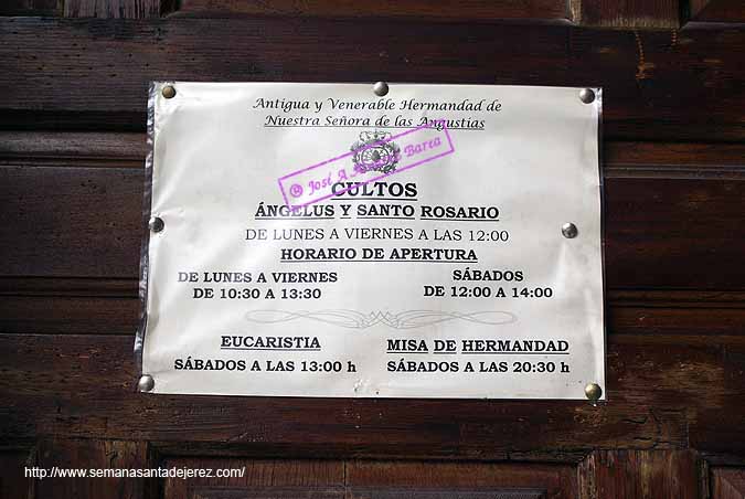 Horarios y Cultos en la Capilla de Nuestra Señora de las Angustias