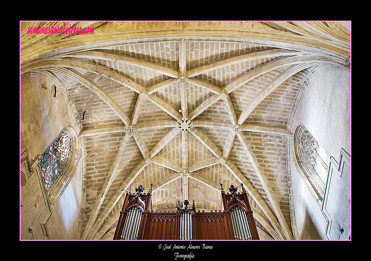 Bóveda a los pies de la nave central el presbiterio de la Iglesia Parroquial de San Marcos