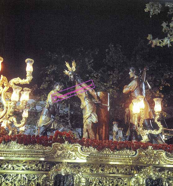 Quizas estemos contemplando el primer Altar de Cultos de la Hermandad de la Flagelación. La imagen de la Dolorosa, con nueva advocación, es ahora titular de la Hermandad del Perdón (Foto: Anónimo)