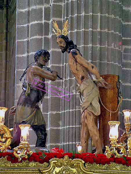 Sayón que azota al Señor (Paso de Misterio de la Sagrada Flagelación)