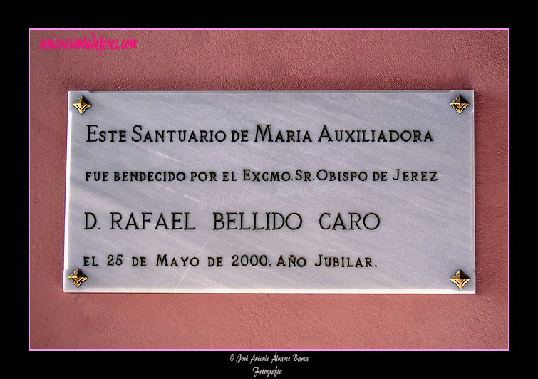 Placa conmemorativa de la Bendición del Santuario de Maria Auxiliadora